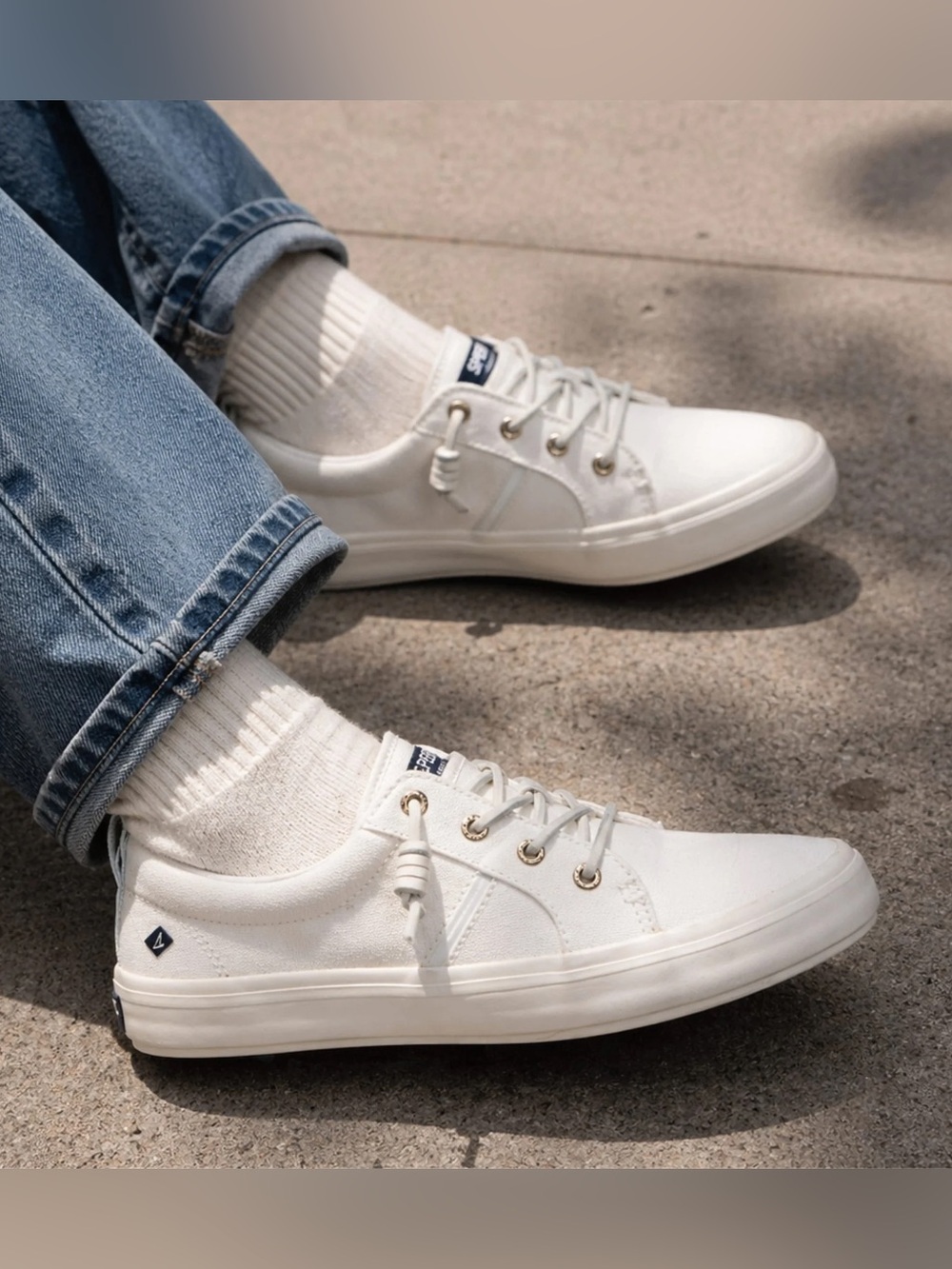 NEW! Sperry Iconic White Low-Top Canvas Women's Sneakers M 10.5 / W 12